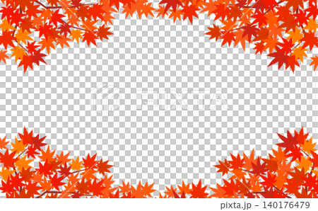 Autumn foliage transparent frame 3_horizontal Autumn foliage transparent frame 3_horizontal 140176479