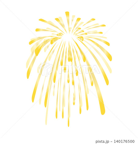 しだれ柳のような金色の花火イラスト素材 140176500