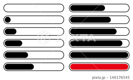 進捗率・パーセント表示用プログレスバーのベクターイラストセット 140176545