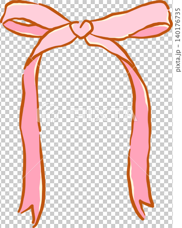 Retro Pink Long Ribbon Bow Whimsical Hand Drawn Doodle Retro Pink Long Ribbon Bow Whimsical Hand Drawn Doodle 140176735