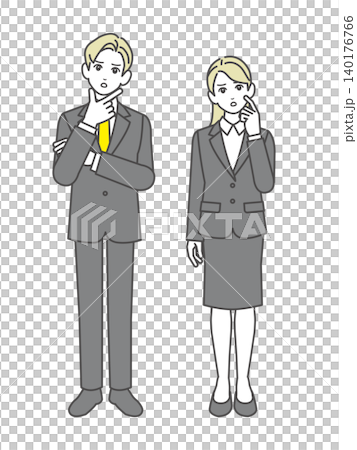 Thinking business person men and women Thinking business person men and women 140176766