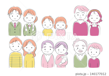 様々な世代の男女ペア　イラスト 140177012
