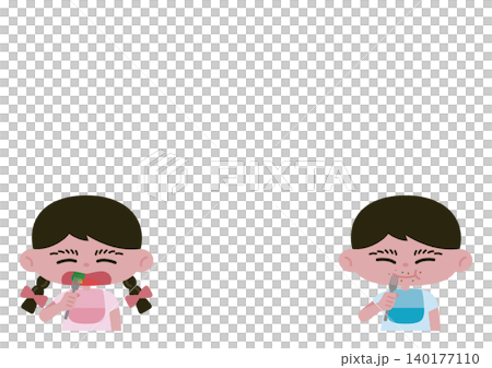 食事をする子どもたちのベクターイラスト素材 140177110