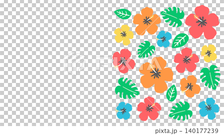 Colorful hibiscus frame material, right-aligned. Colorful hibiscus frame material, right-aligned. 140177239