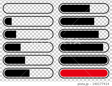 Vector illustration set of progress bars for displaying progress percentages. Vector illustration set of progress bars for displaying progress percentages. 140177414