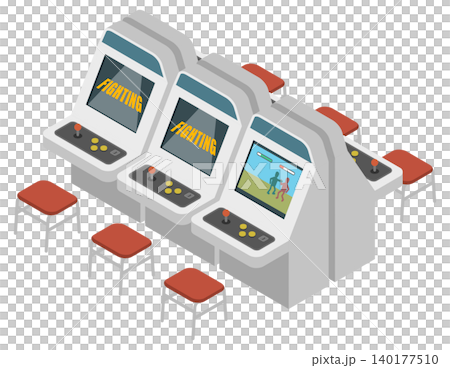 等距插圖：格鬥街機遊戲機套裝 140177510