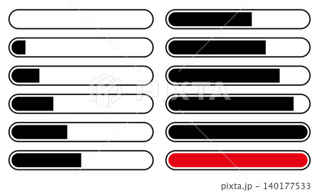 進捗率・パーセント表示用プログレスバーのベクターイラストセット 140177533