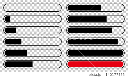 進捗率・パーセント表示用プログレスバーのベクターイラストセット 140177533