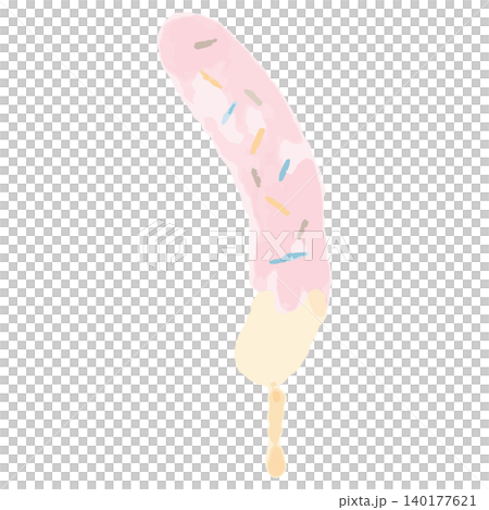 水彩画風 ピンク色のチョコバナナ 手書きイラスト素材 水彩画風 ピンク色のチョコバナナ 手書きイラスト素材 140177621