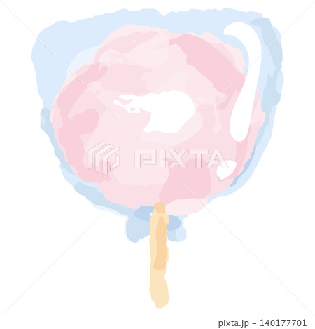 水彩画風 袋入り綿菓子(ピンク)手書きイラスト素材 水彩画風 袋入り綿菓子(ピンク)手書きイラスト素材 140177701