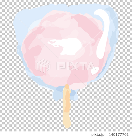 水彩画風 袋入り綿菓子(ピンク)手書きイラスト素材 水彩画風 袋入り綿菓子(ピンク)手書きイラスト素材 140177701