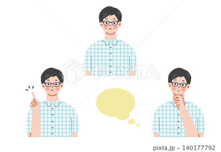 メガネをかけた男性の表情イラストセット メガネをかけた男性の表情イラストセット 140177792
