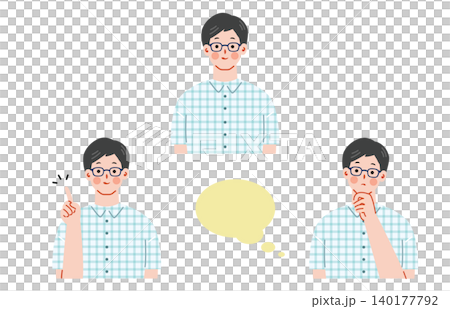 A set of illustrations depicting the facial expressions of men wearing glasses. A set of illustrations depicting the facial expressions of men wearing glasses. 140177792