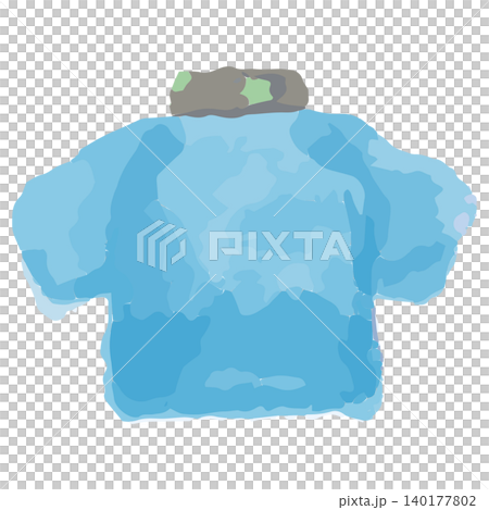 Watercolor-style happi coat (back view) (light blue) - hand-drawn illustration material 140177802