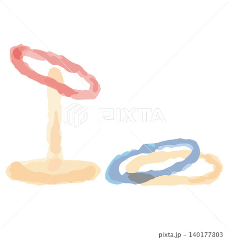水彩画風 輪投げゲーム 手書きイラスト素材 140177803
