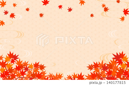 紅葉の和風フレーム2_横 紅葉の和風フレーム2_横 140177815