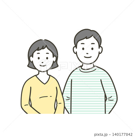 家族が集合した全身上半身イラスト夫婦のイラスト 140177842