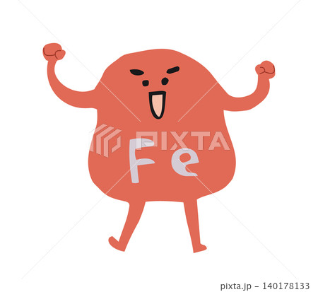 むきっとポーズをとる鉄分のキャラクター 主線なし むきっとポーズをとる鉄分のキャラクター 主線なし 140178133