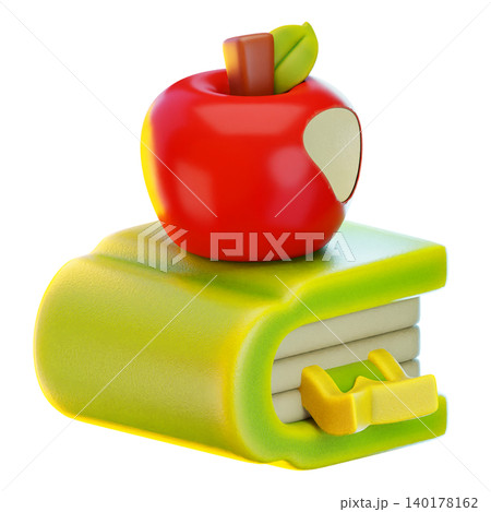 apple book 3d render icon, Back To School illustration apple book 3d render icon, Back To School illustration 140178162