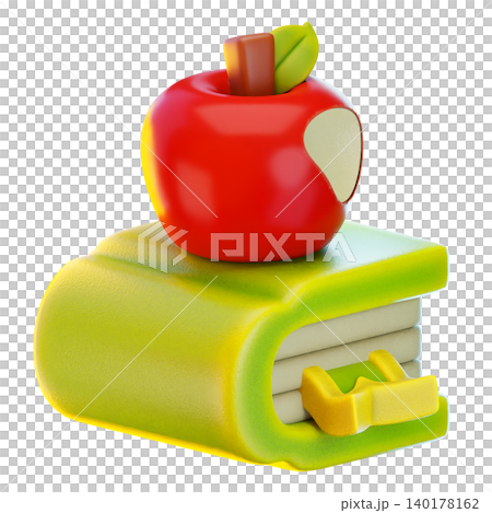 apple book 3d render icon, Back To School illustration apple book 3d render icon, Back To School illustration 140178162