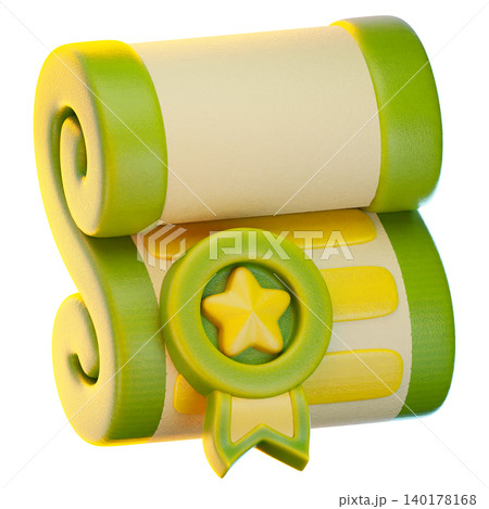 certificate 3d render icon, Back To School illustration certificate 3d render icon, Back To School illustration 140178168
