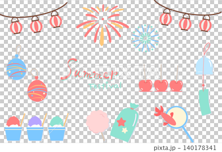 一套時尚可愛的夏季節日插畫。 一套時尚可愛的夏季節日插畫。 140178341
