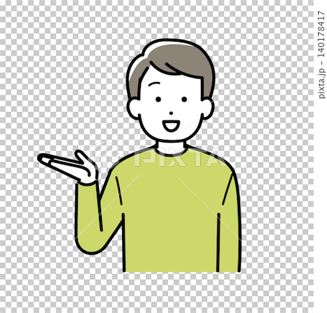 Illustration of a young man giving directions Illustration of a young man giving directions 140178417