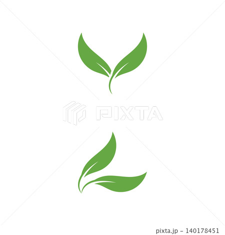 green leaf icon in flat style  on white background. leaf icon set. nature icon  leaf vector illustration. 140178451