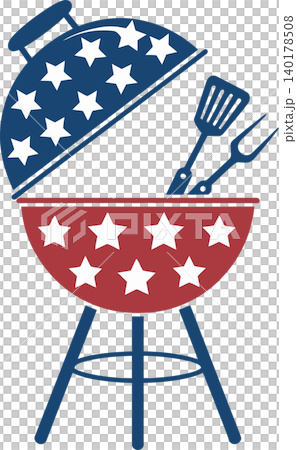 Patriotic Barbecue Grill with Stars and Stripes Illustration Patriotic Barbecue Grill with Stars and Stripes Illustration 140178508