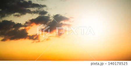 Sunset blur nature summer background cloud gradient overlay dramatic weather orange sky evening sunrise pastel color effect pattern abstract spring light beauty template yellow wallpaper tropical 140178525