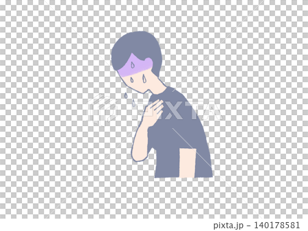 一幅描繪男子身體不適的插圖 140178581