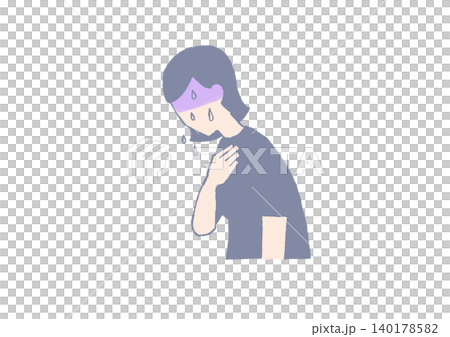 一位感到不舒服的女性的插圖 140178582