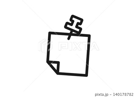 画鋲で留めた付箋の線画アイコン ピン付きメモイラスト素材 画鋲で留めた付箋の線画アイコン ピン付きメモイラスト素材 140178782