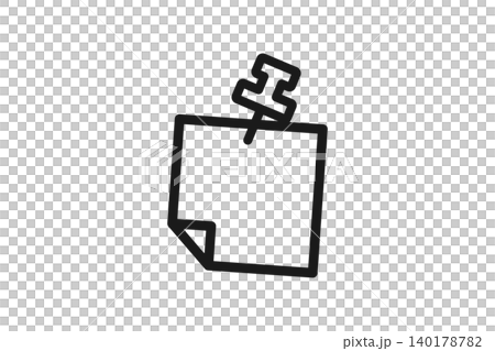 画鋲で留めた付箋の線画アイコン ピン付きメモイラスト素材 画鋲で留めた付箋の線画アイコン ピン付きメモイラスト素材 140178782