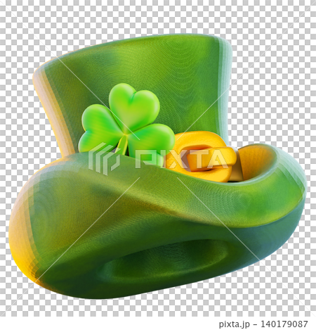 St Patricks hat 3d render icon, hat illustration St Patricks hat 3d render icon, hat illustration 140179087