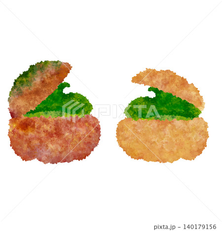 焼菓子_クッキーシュークリーム_抹茶_水彩タッチ 焼菓子_クッキーシュークリーム_抹茶_水彩タッチ 140179156