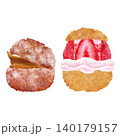 焼菓子_クッキーシュークリーム_チョコレート_イチゴ_水彩タッチ 140179157