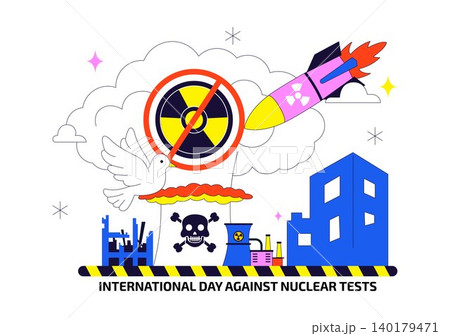 International Day Against Nuclear Tests Vector Illustration Featuring Nuclear Disarmament Awareness, Peace Advocacy and Anti Nuclear Weapons Campaign 140179471