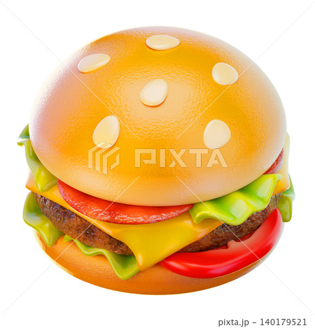 Hamburger, 3d render icon, fast food illustration 140179521
