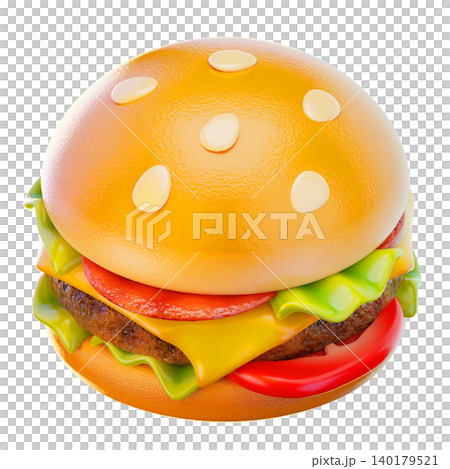 Hamburger, 3d render icon, fast food illustration 140179521