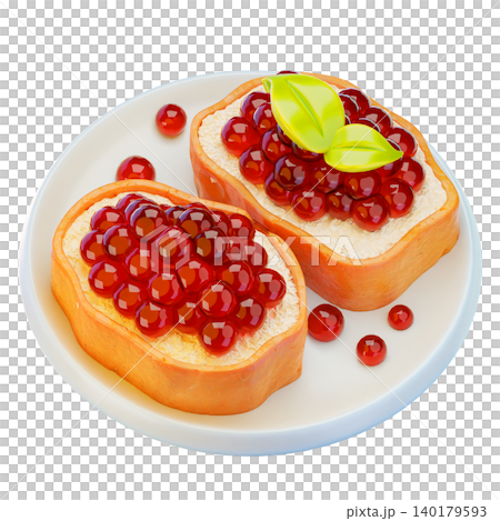 caviar with bread, 3D render icon, sea food illustration caviar with bread, 3D render icon, sea food illustration 140179593