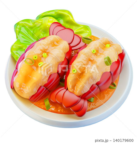 smoked lobster, 3D render icon, sea food illustration smoked lobster, 3D render icon, sea food illustration 140179600