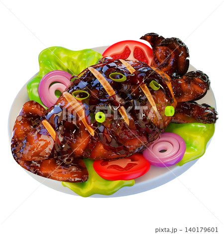 grilled squid, 3D render icon, sea food illustration grilled squid, 3D render icon, sea food illustration 140179601