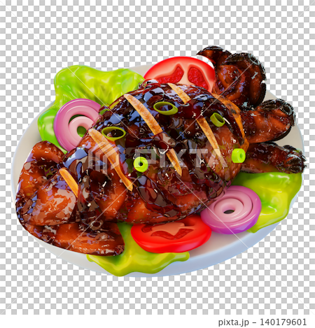 grilled squid, 3D render icon, sea food illustration grilled squid, 3D render icon, sea food illustration 140179601