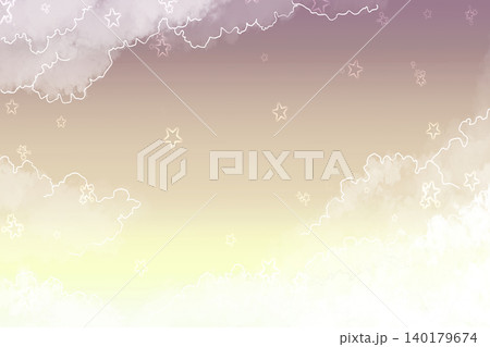 ゆめかわいい星空と雲の幻想背景 パステルグラデーションのファンタジー空イラスト ゆめかわいい星空と雲の幻想背景 パステルグラデーションのファンタジー空イラスト 140179674