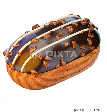 Eclair 3D render icon, Pastry illustration 140179739