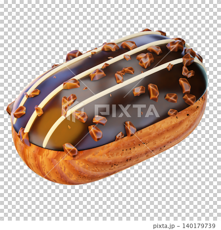 Eclair 3D render icon, Pastry illustration 140179739