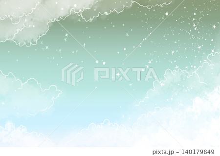 星降るパステル空背景 幻想的な雲ときらめく星のファンタジー素材 星降るパステル空背景 幻想的な雲ときらめく星のファンタジー素材 140179849