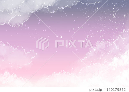 星降るパステル空背景 幻想的な雲ときらめく星のファンタジー素材 星降るパステル空背景 幻想的な雲ときらめく星のファンタジー素材 140179852