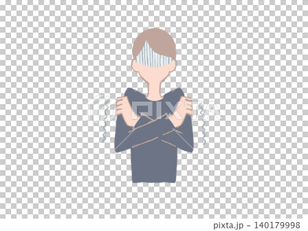 一幅描繪男人感到寒冷的插圖 140179998